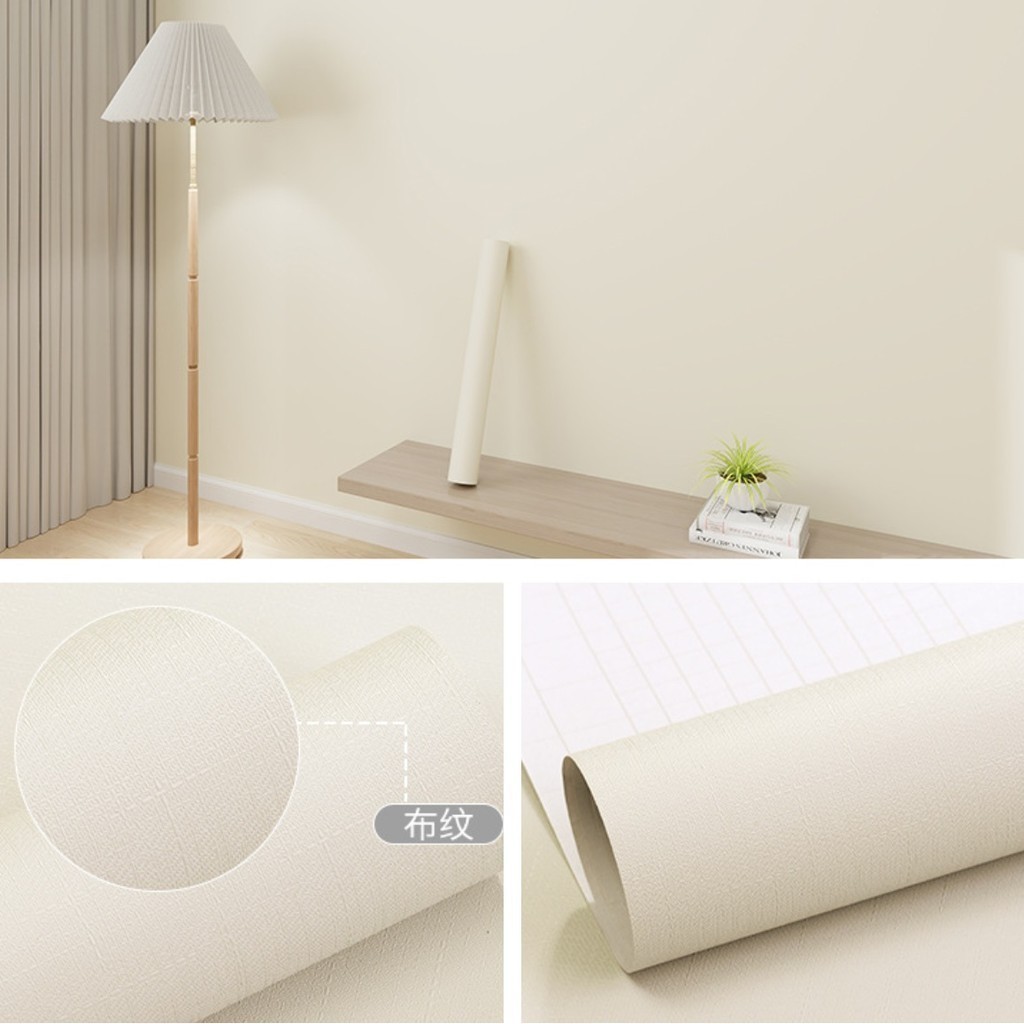 (Plain) Creamy White Design Wallpaper Sticker PVC Waterproof Self ...