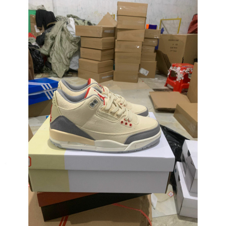 2023 Hot Sale Air Jordan 3 Retro Beige White Grey Men's Shoes Aj3 