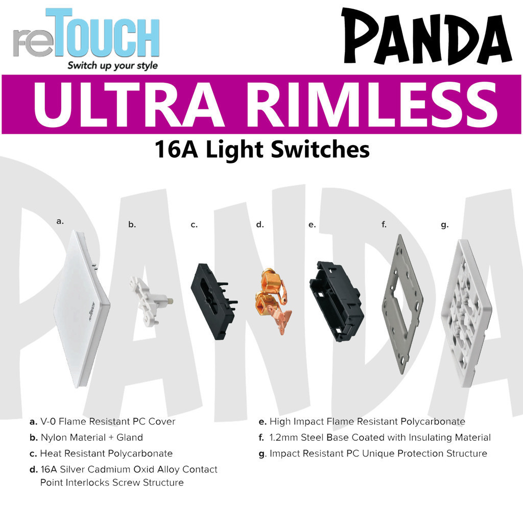 ReTouch Ultra Rimless 16A Light Switches | Shopee Malaysia