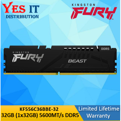 新品未使用 FURY Beast DDR5 32GB 5600MHz Kingston FURY Beast RGB 32GB 5600MT/s DDR5 CL40 DIMM Desktop