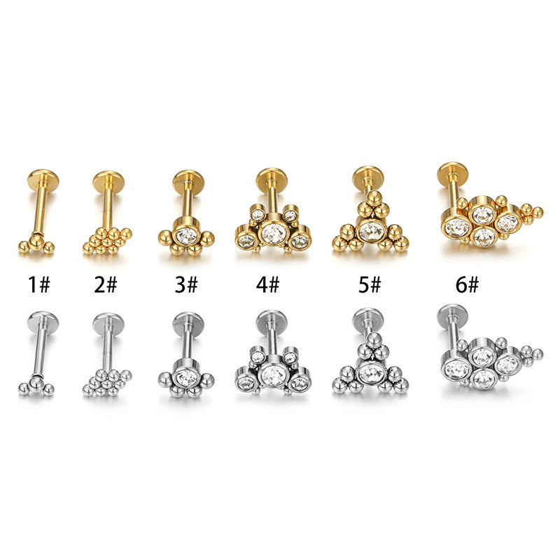 1 Piece Zircon G16 Titanium Hypoallergenic Lip Labret Stud Flat Head