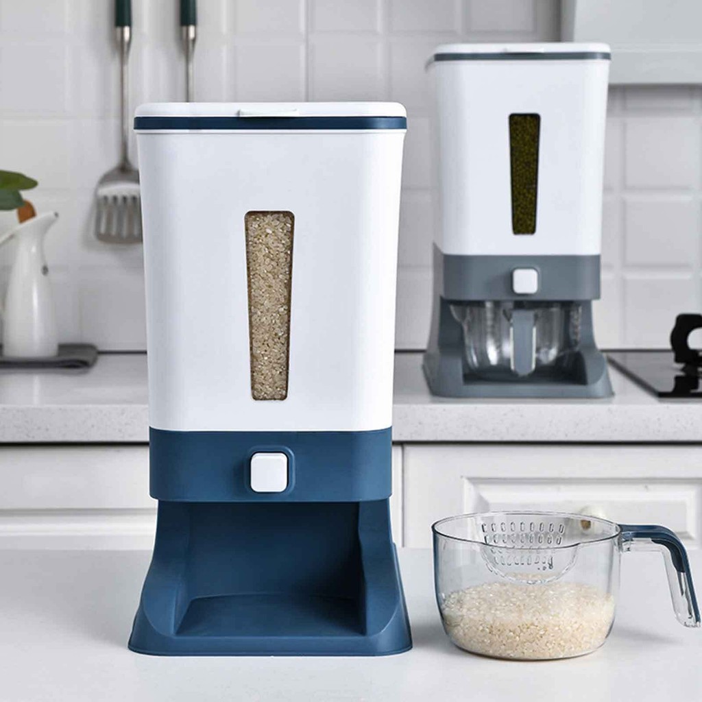 thumbnail image 2 of Sooyee 22 Lbs Rice Dispenser, Large Grain Container Storage With Lid Measuring Cylinder Moisture Proof Household Cereal Dispenser Bucket For Kitchen 2 of 14