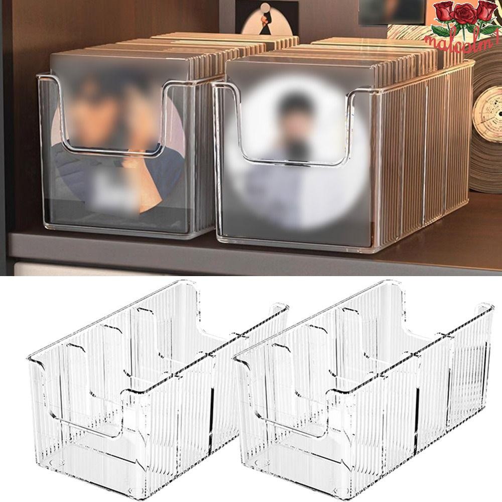 MALCOLM1 Vinyl Record Display Boxes, 4 Compartment Space Saving Desktop ...