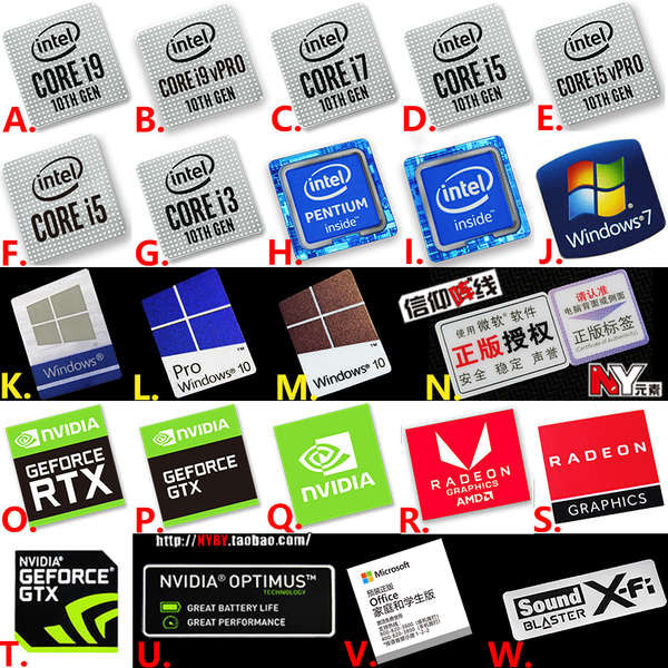 Metal Sticker Original core Tenth Generation 10th Generation core i5 i7 ...