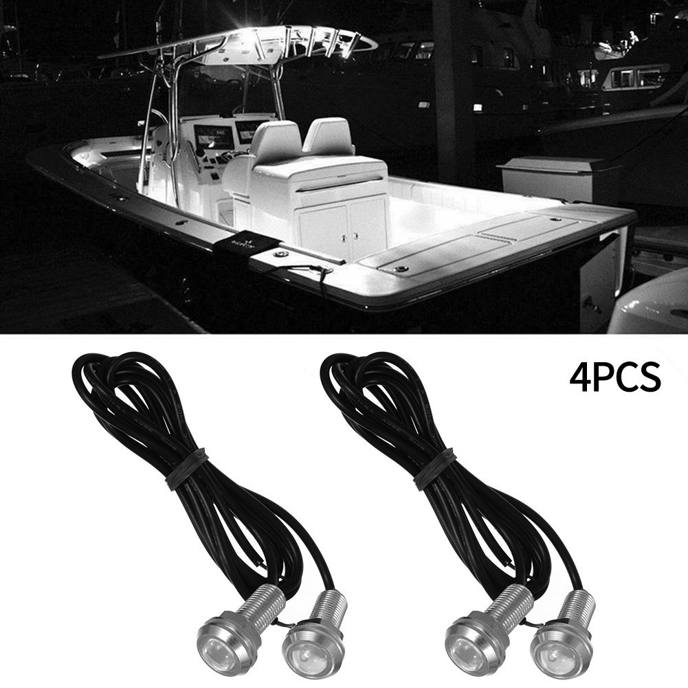 EXQU 4x White LED Boat Light Silver Waterproof Outrigger Spreader