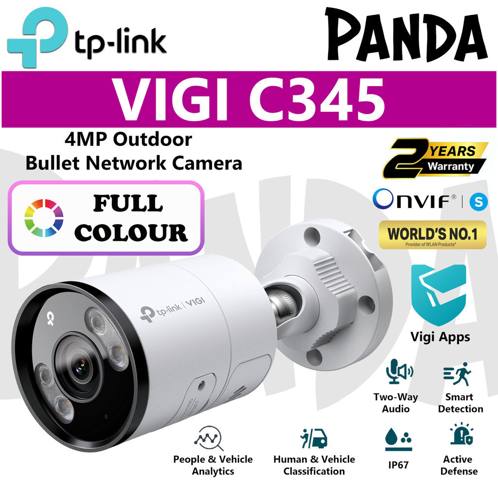 TP-Link Vigi C345 4MP Outdoor Full-Color Bullet Network Camera (2.8mm ...