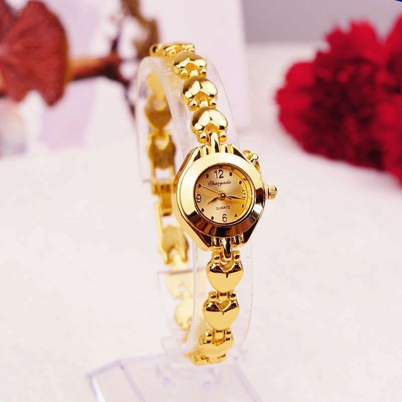 Golden Watch Ladies Waterproof Small Dial Exquisite Small Heart-Shaped ...