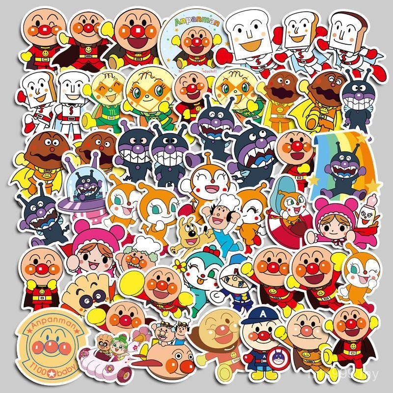 50 Sheets Anpanman Cute Stickers Cartoon Phone Case Notebook diy ...