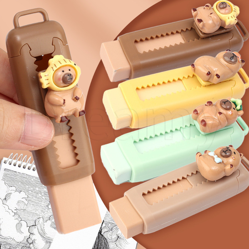 3Pcs Capybara Eraser - Extendable Pencil Eraser - Push-Pull Eraser ...