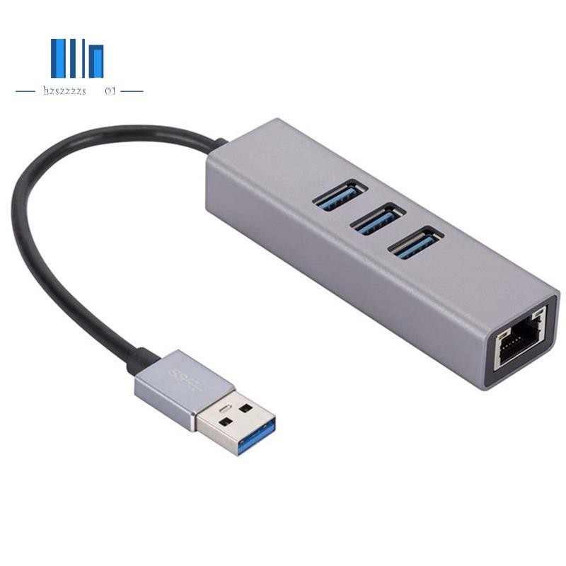 Aluminum Alloy USB Gigabit Network Card 3 Port 3.0 HUB USB to RJ45 ...