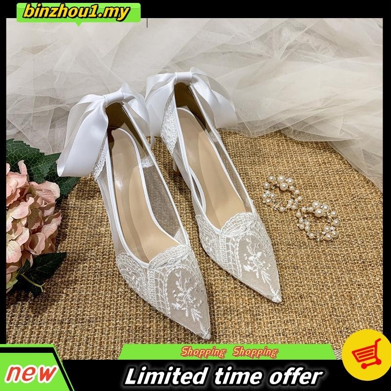 Kasut nikah perempuan High heel Wedding wedges Wedding Shoes Lace ...