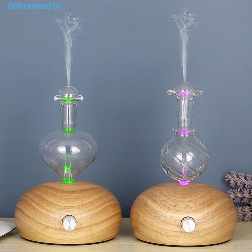 HUMBERTO Essential Oils Nebulizer, 7 Color Lights Natural Wood Base ...