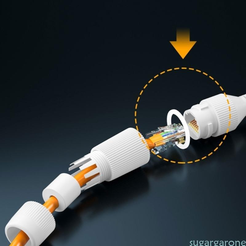 Sugar RJ45 Waterproof Connectors Supers Strong Tensile PA66 Ethernets ...