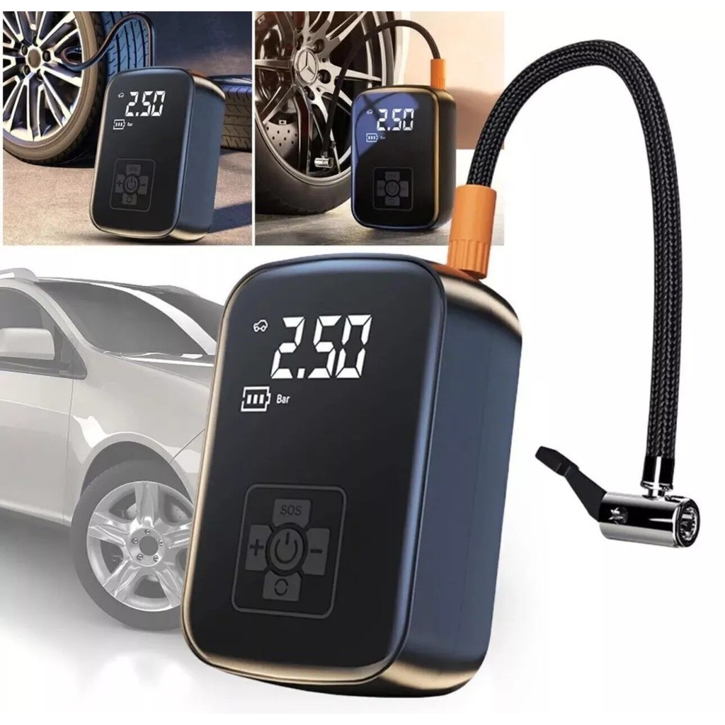 Portable Cordless Car Tyre Inflator USB Rechargeable Tire Air ...