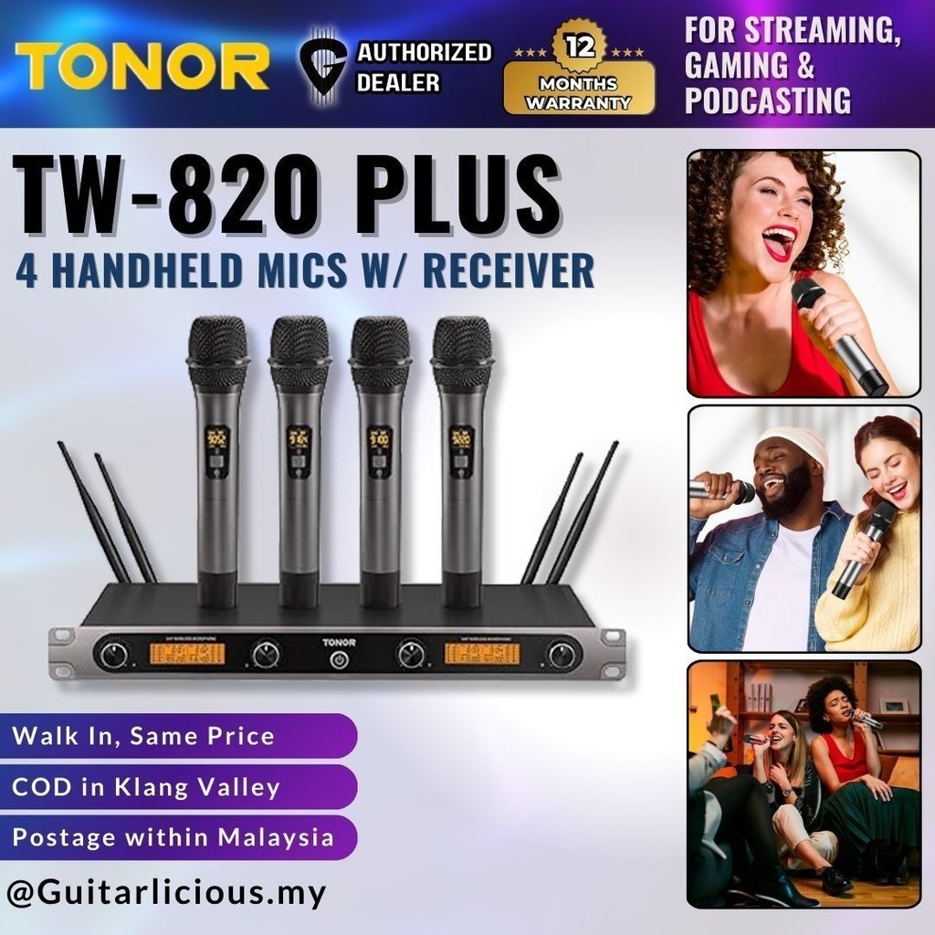 TONOR TW-820 PLUS Wireless Microphone, 4 Handheld Microphones with ...