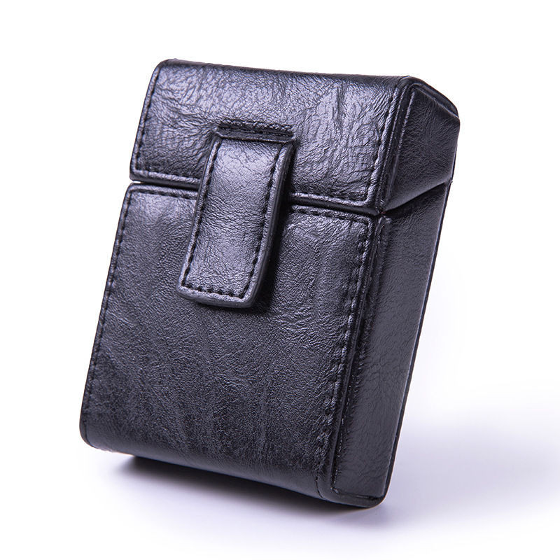 cigarette case shopee Men High-End Atmospheric Cigarette Case Portable Compression-Resistant  Leather Storage Box pu Leather Storage Bag with Lighter Storage Box  Cigarette Case Storage Box