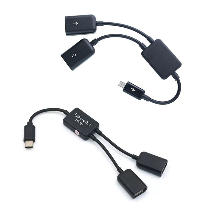 [Isn] Micro USB/Type C to 2 OTG Dual Port HUB Cable Y Splitter for ...