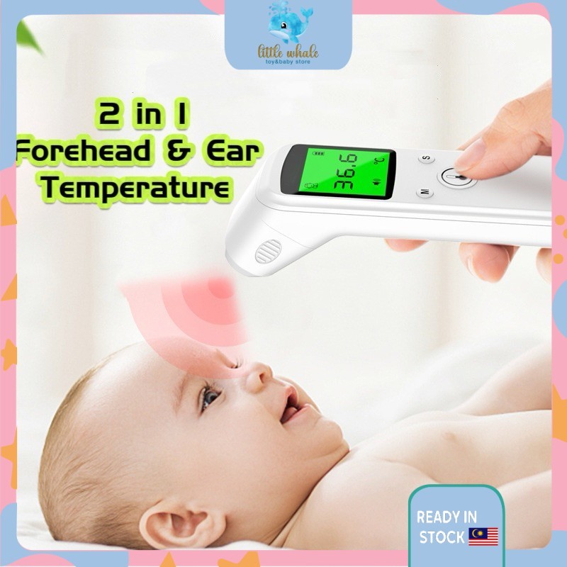 🐳2IN1 Forehead & Ear Thermometer Digital Infrared Temperature Scanner ...