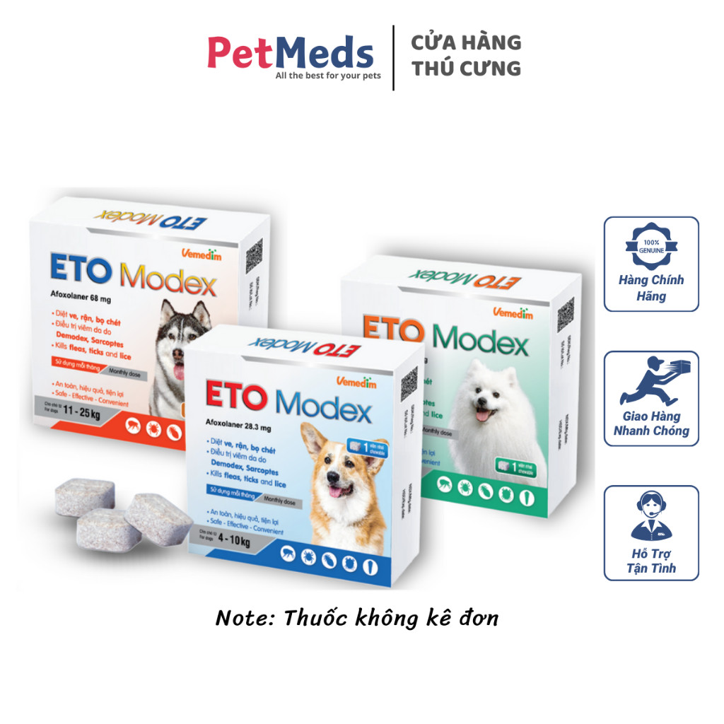 ETO Modex Chewable Tablets to Kill Ticks, Lice, Fleas, Dermatitis Due ...