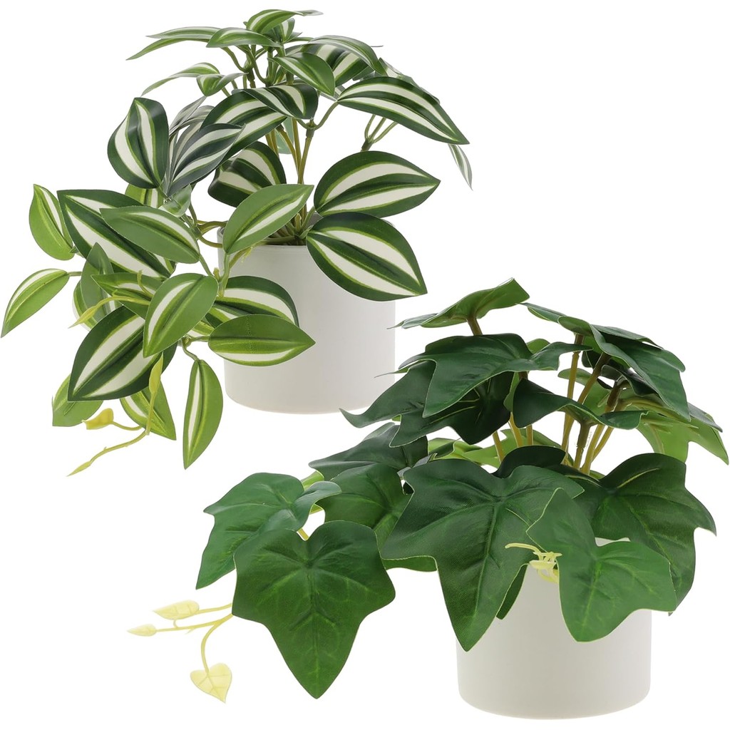 Mini Artificial Plant Potted Indoor Decoration in White Pot Fake Plants ...