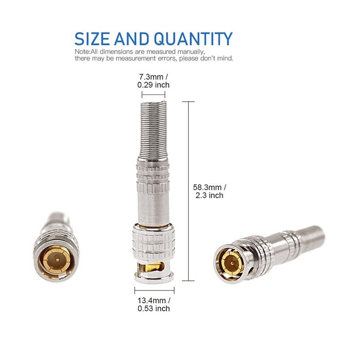 BNC Q9 Spring Connector Male Screw Type Solderless To Coaxial Video ...