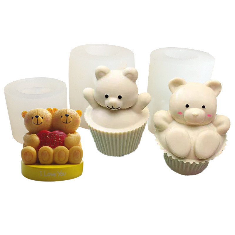 Paper Cup Bear Silicone Mold Holding-Heart Bear Aromatherapy Candle ...