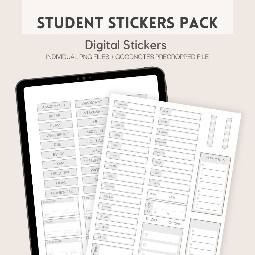 Student Stickers Pack | GoodNotes PNG Digital Stickers | Planner ...