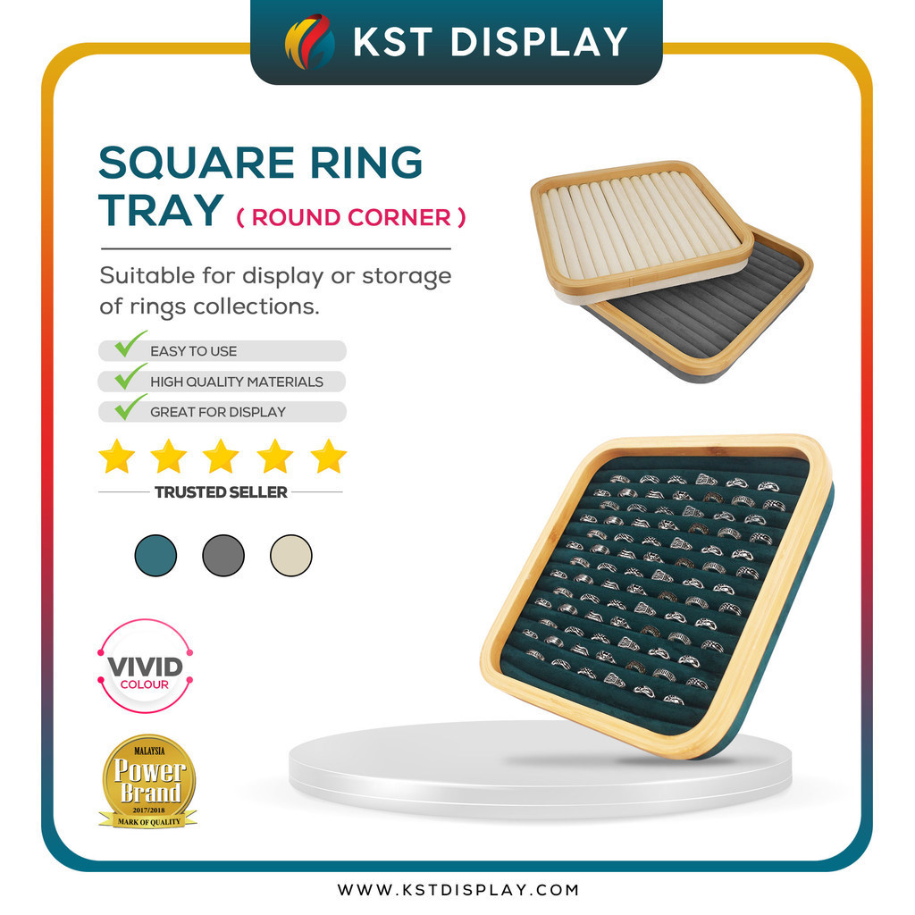 (High Quality) Velvet Square Ring Tray / Jewelry Ring Display ...