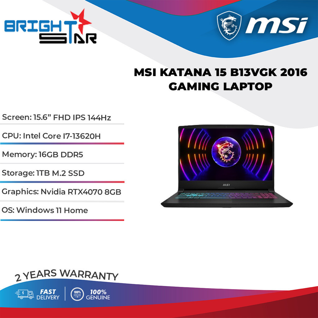 MSI Katana 15 B13VK 2016 Gaming Laptop - 15.6