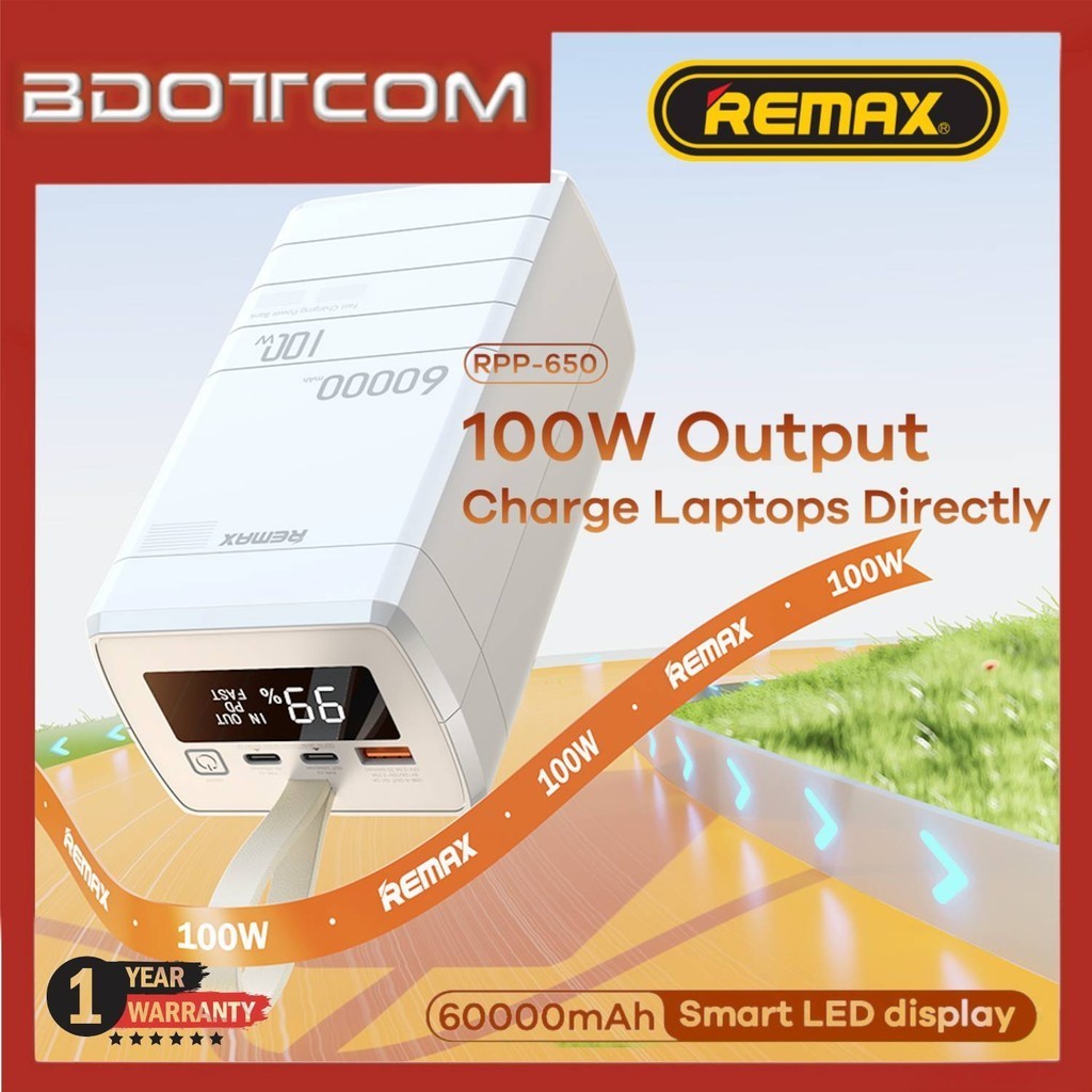 REMAX RPP-650 Dinba Series 100W PD+QC Fast Charging 60000 mAh Power ...
