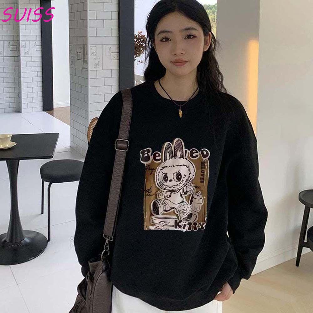 SUISS Labubu Long Sleeves Sweatshirt, Round Neck Pop Mart Women Labubu ...