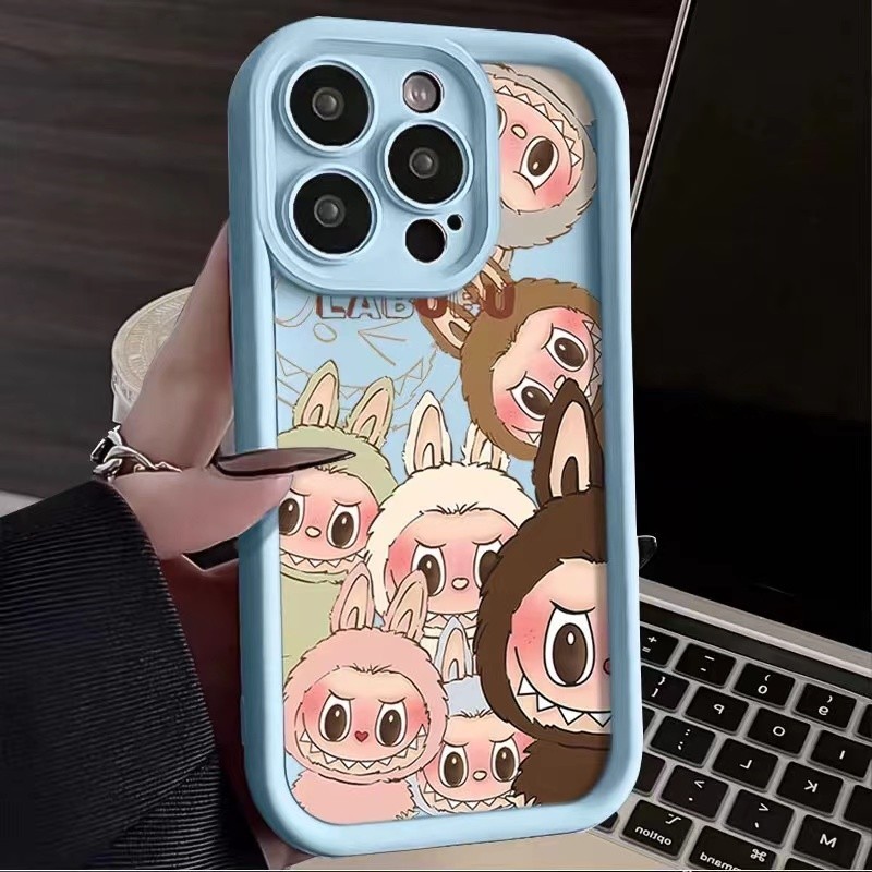 Compatible For Vivo X100 X90 X80 X70 X30 Z1 Pro X60 X50 Lite X27 X23 X21  Phone Case Cute POP MART Labubu Soft TPU Bumper Back Cover With Airbag