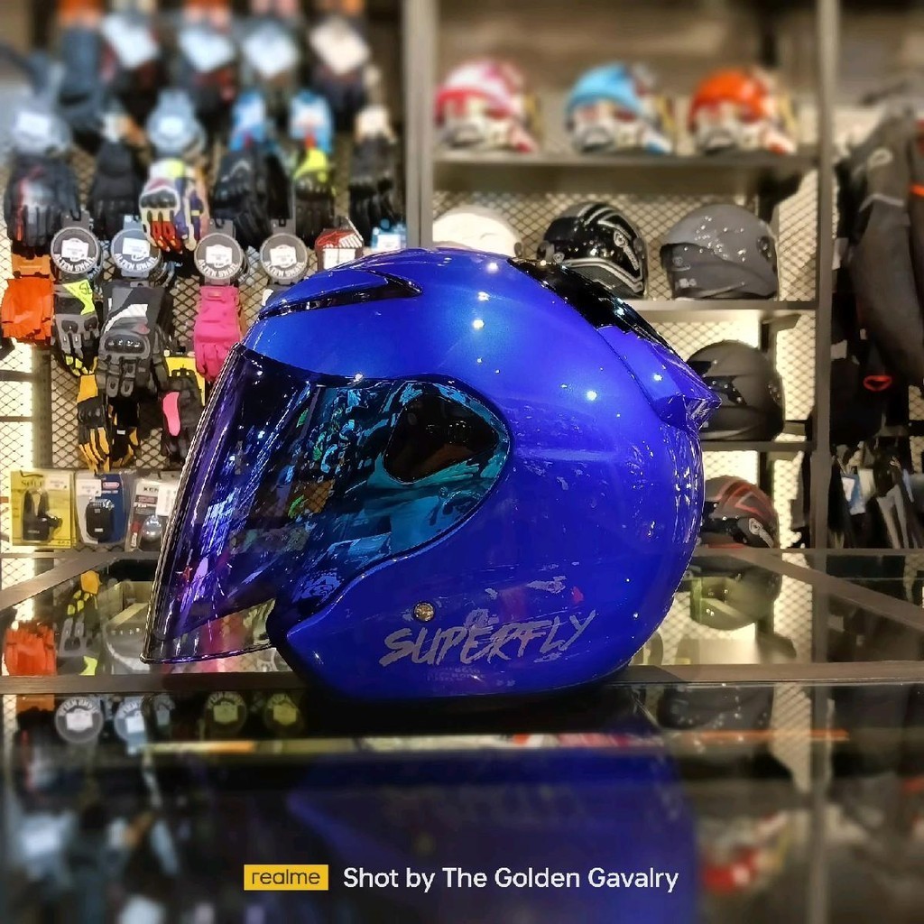 NHK R6 V2 CANDY BLUE GLOSSY SUPERFLY HELMET | Shopee Malaysia