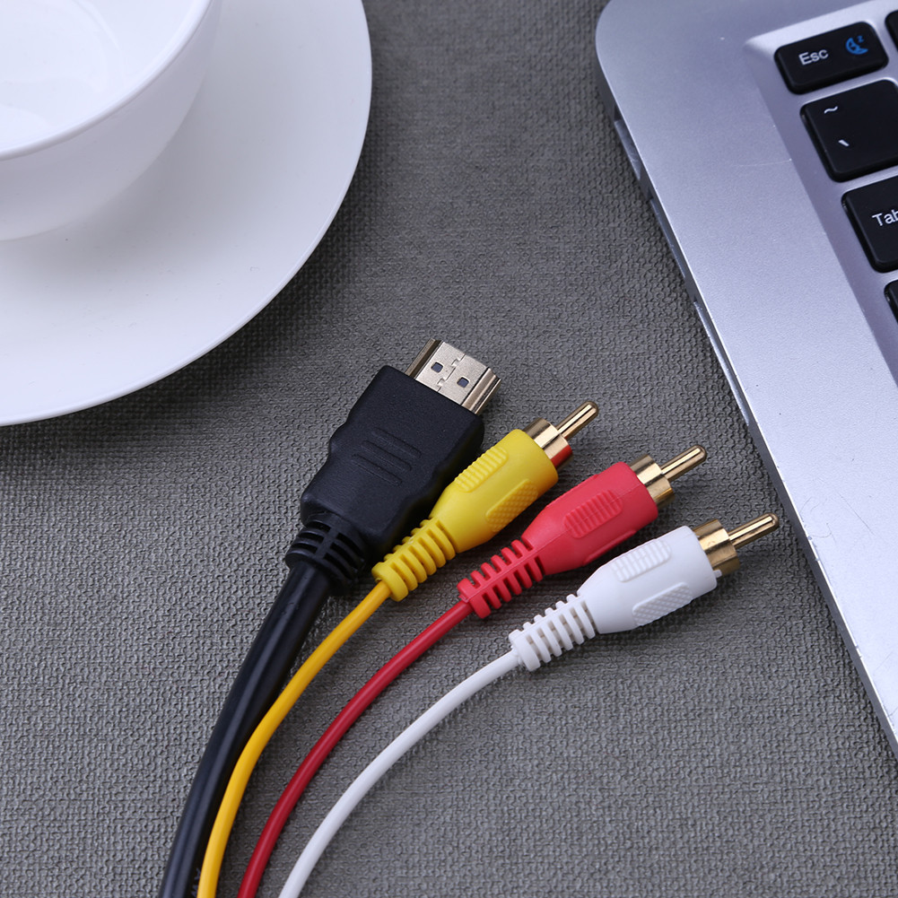 keepdreaming 1.5M HD HDMI-compatible To 3RCA AV Cable 7mm Gold-Plated ...