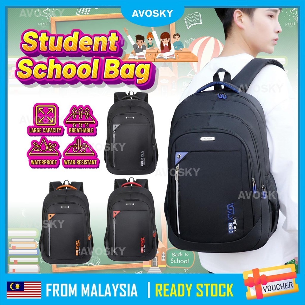 AVOSKY Beg Budak Sekolah Redah Menengah Tahan Lasak School Bag Backpack ...