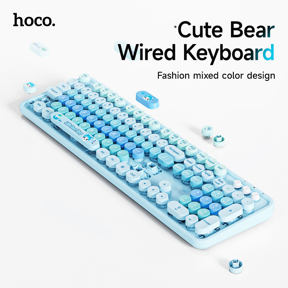 HOCO K9 Cute Wired Keyboard 104 Keys Keyboard Colorful Button Office ...
