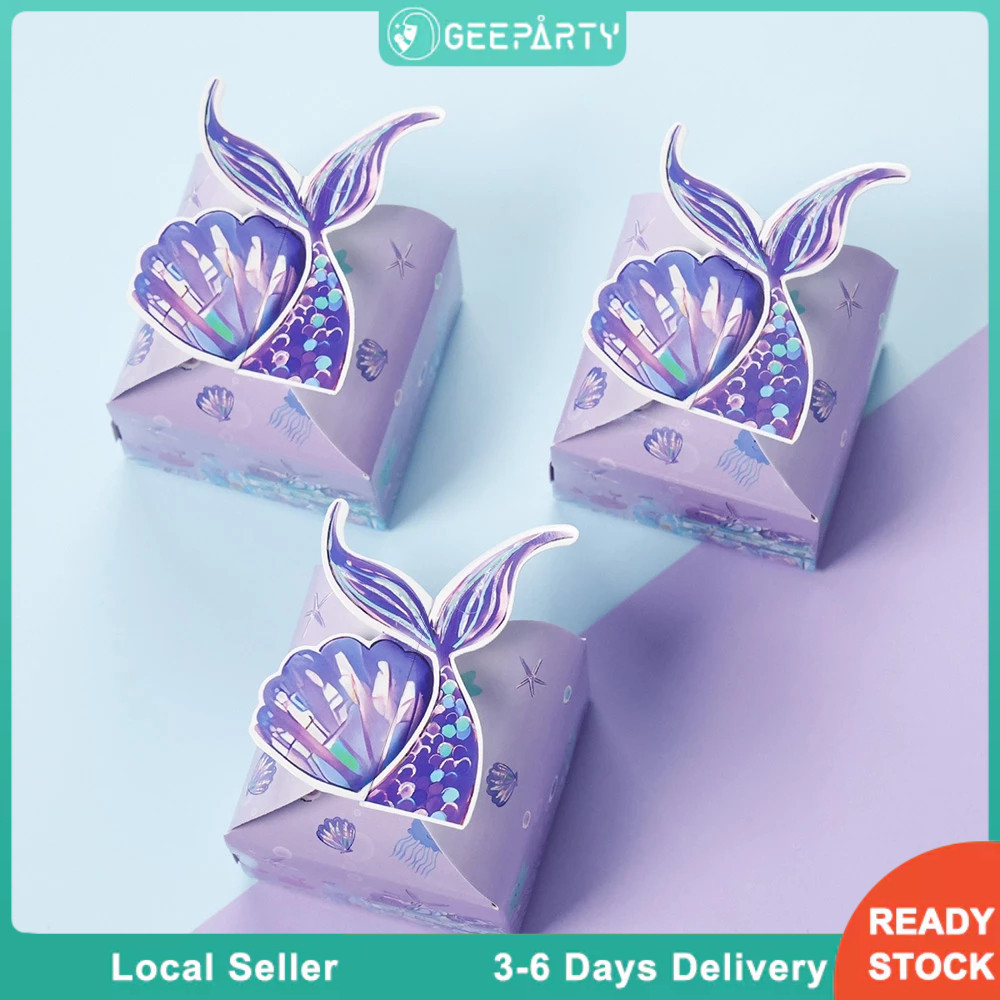 GeeParty 6Pcs/Set Mermaid Tail Candy Box Gift Box for Mermaid Theme ...