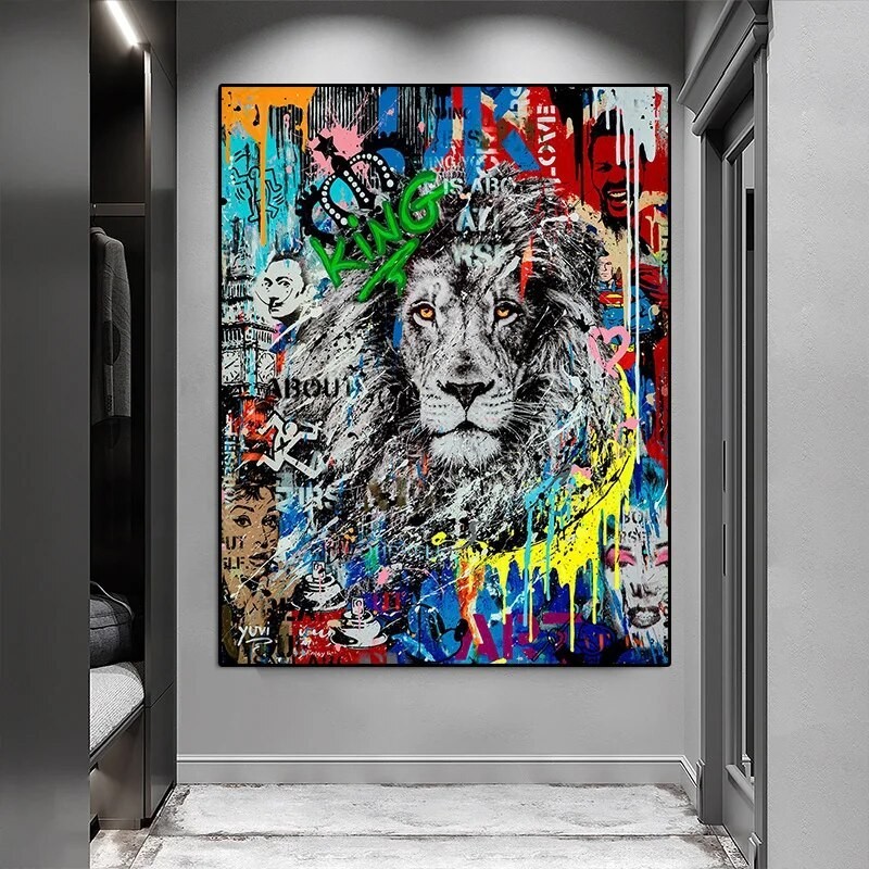 Lion Gorilla Graffiti Art Canvas Paintings on the Wall Art Posters ...