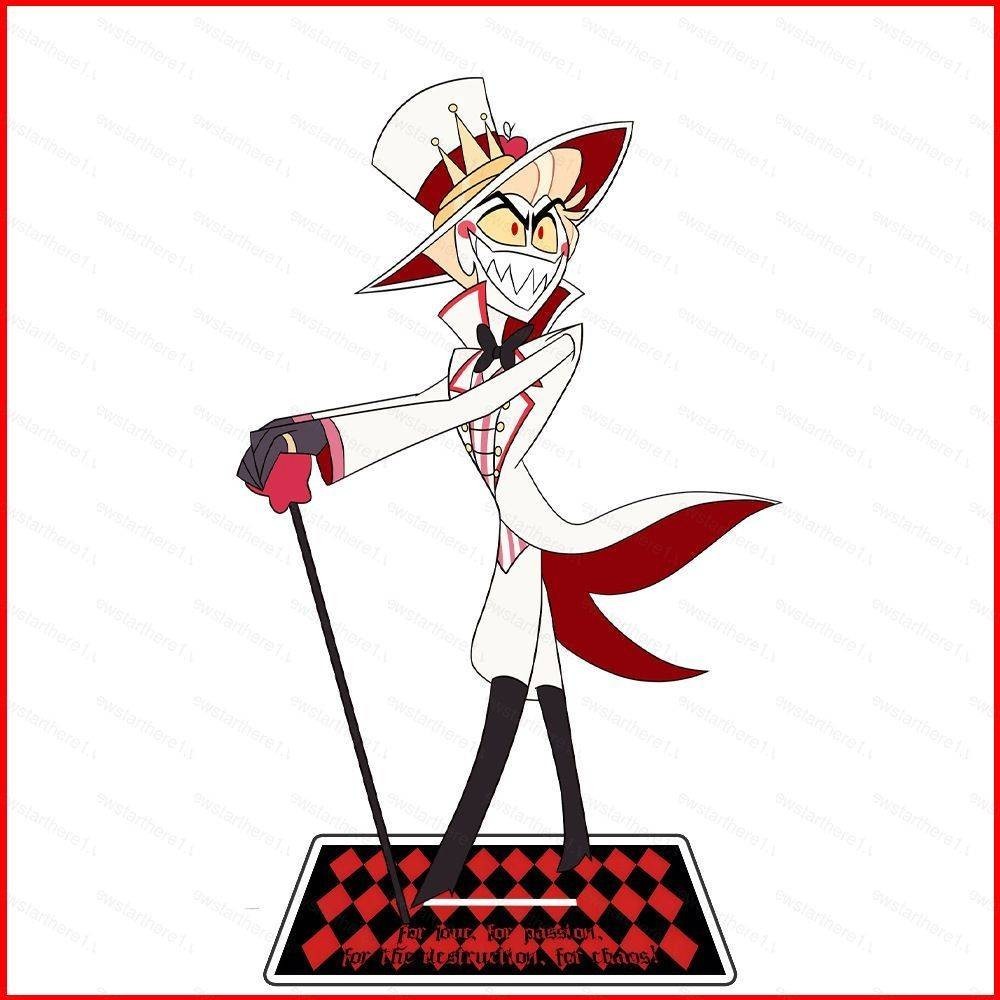 Xinchangda Figurine d'anime Hazbin Hotel Support en acrylique Alastor/Angel Dust/Charlie Morningstar/Vaggie Modèle Statue Présentoir de bureau Figurines debout