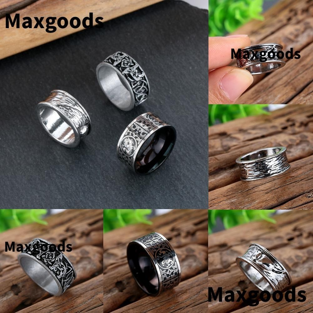 MAX Punk Rings Men Jewelry Giant Wolf Totem Rock Norse Mythology Gothic ...