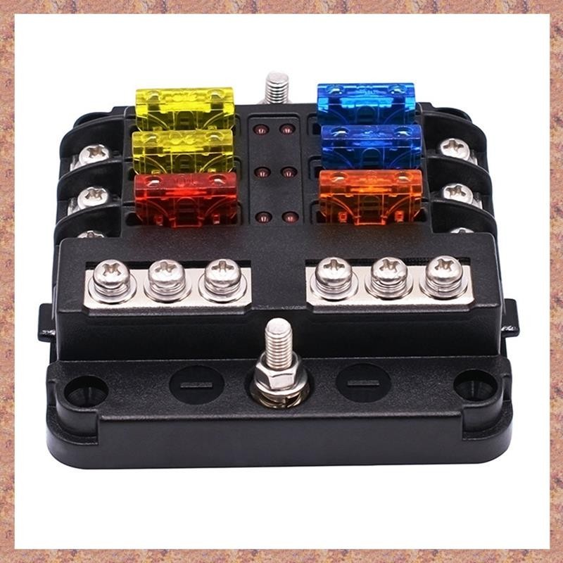 (V Y U C)6-Way Waterproof Fuse Block,with LED Indicator 12 Circuits ...