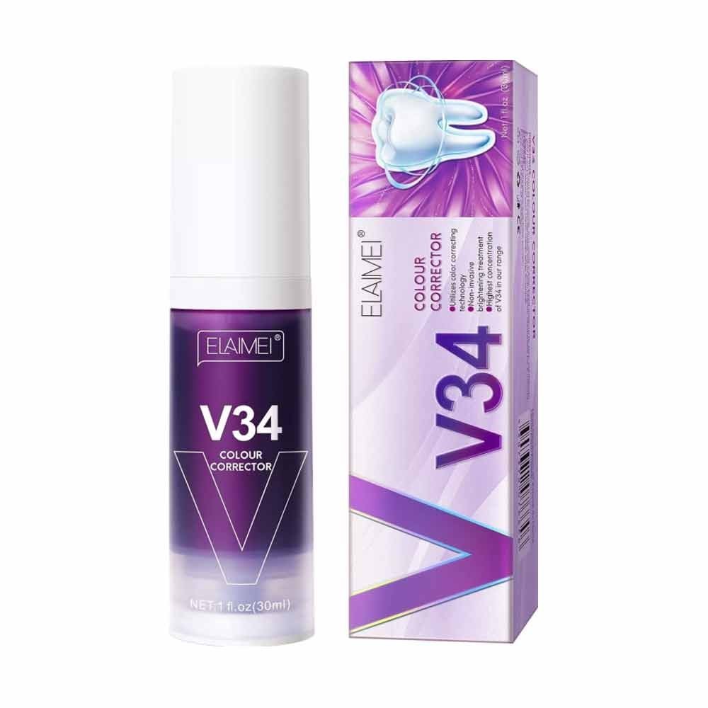 ELAIMEI V34 Purple Colour Teeth Whitening Toothpaste, Colour Corrector