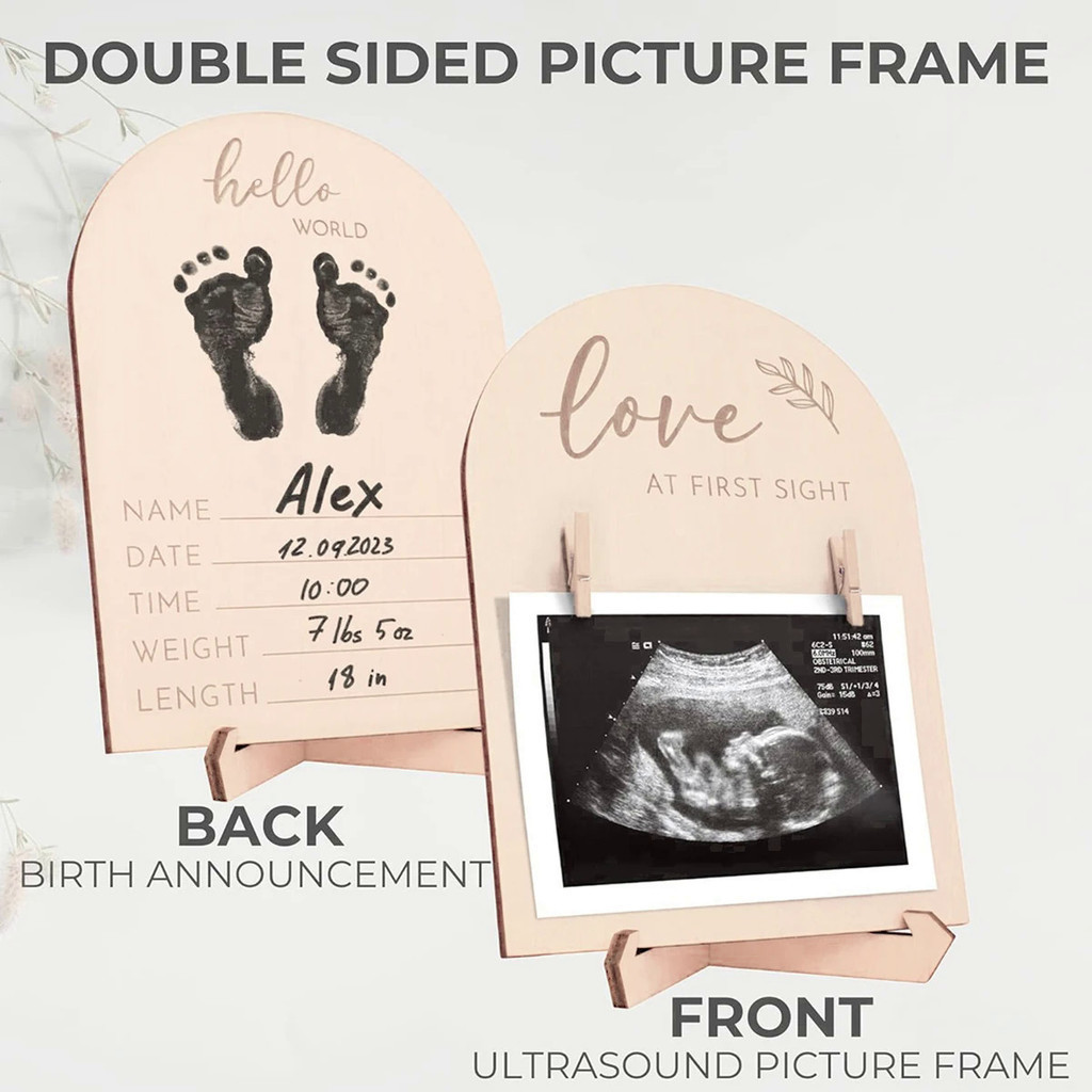 Wooden baby B Ultrasound photo frame New mother photo frame ...