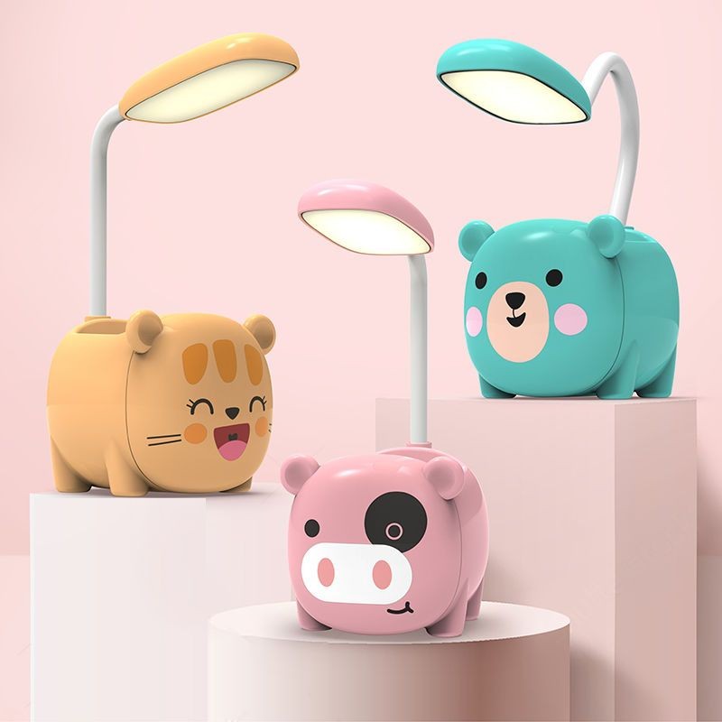 2025新品 女神节礼物卡通创意笔筒台灯 学生护眼充电小夜灯折叠软管LED灯礼品礼物Cartoon creative pen holder ...