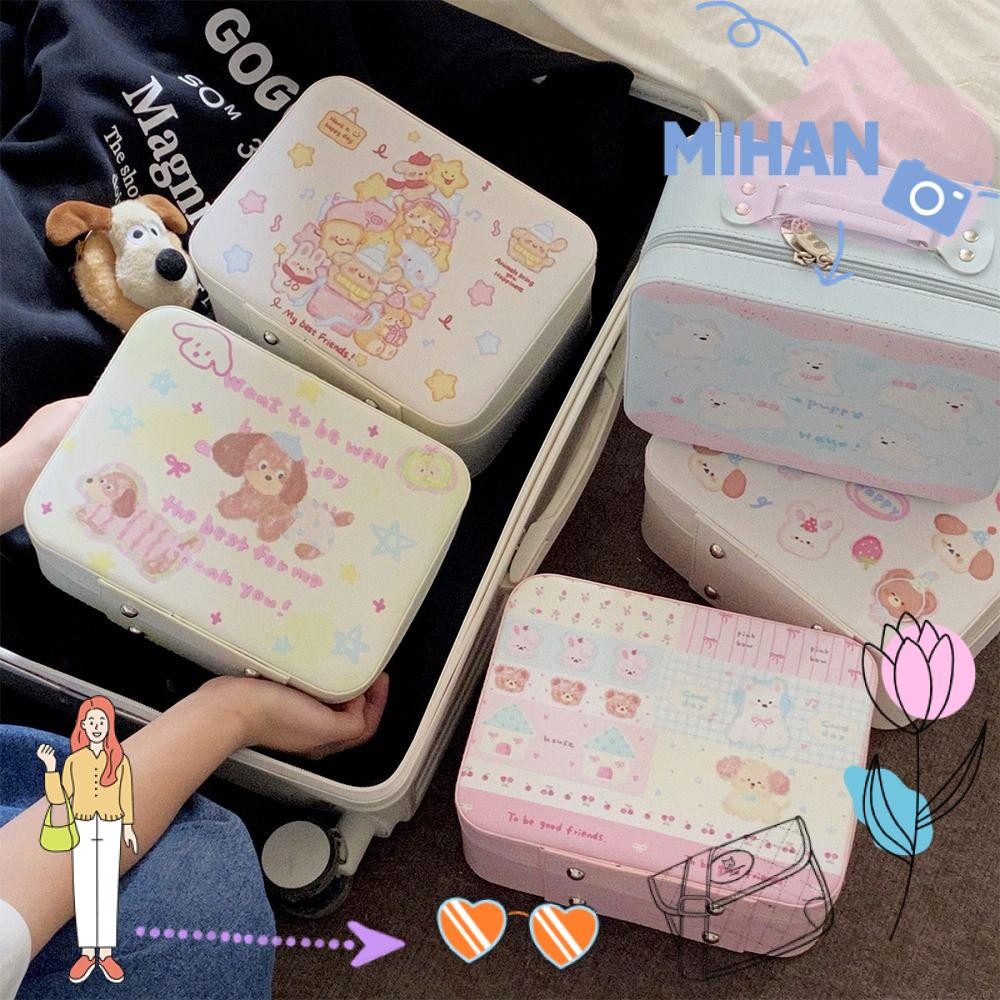 MIHAN Makeup Box, Cartoon Pattern PU Cosmetic Sorting Box, Portable ...
