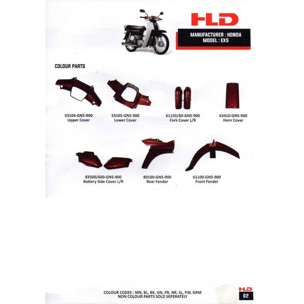 BODY SET HONDA EX5 HIGH POWER - DREAM COVERSET FRAME COLOR PARTS RED ...
