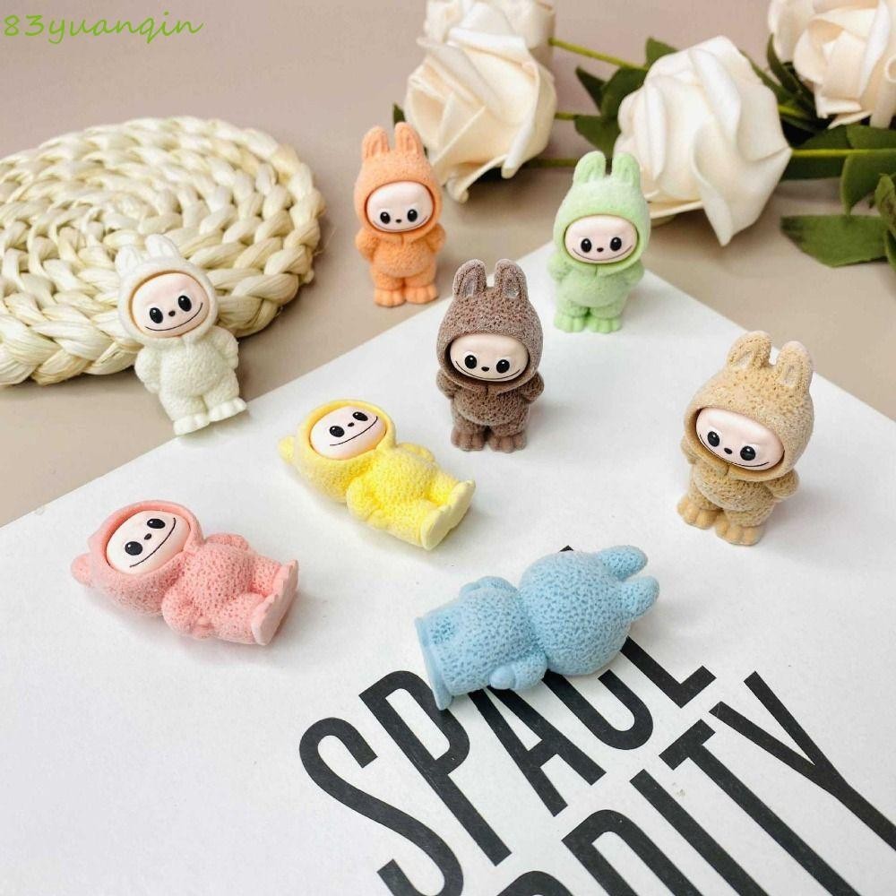 YUANQIN Cartoon Flocking Labubu Toy, Mini Cartoon Flocking Labubu Dolls ...