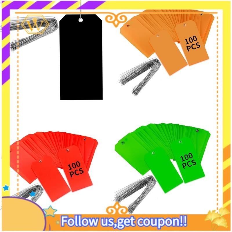 【W】100 Pieces 4 3/4Inch X 2 3/8Inch Plastic Shipping Tags with Wires ...