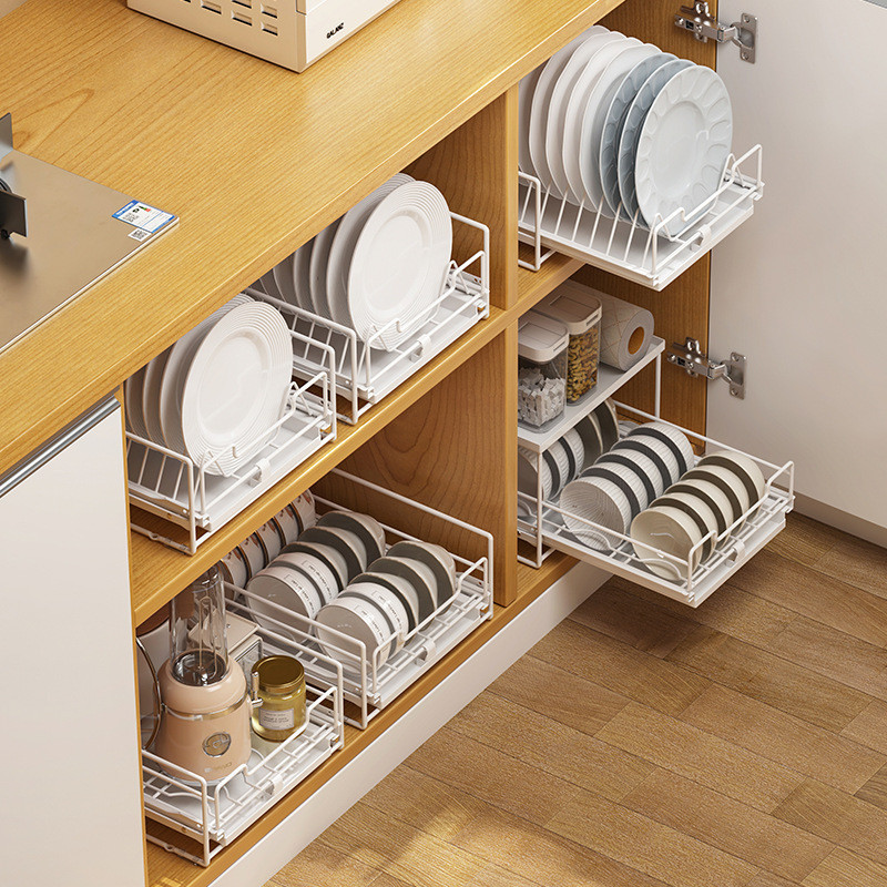No-installation Dish Storage Rack Cabinet Pull-out Dish Rack Pull ...