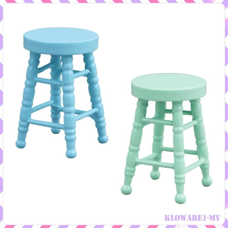 [Kloware1cdMY] 1/12 Scale Round Stool Model Miniature Furniture Room ...